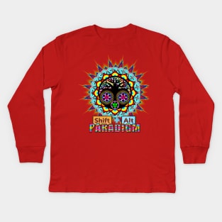 Shift Alt Paradigm Sacred Geometry Science Merkaba Tree of Life Flower of Life Atom Logo Kids Long Sleeve T-Shirt